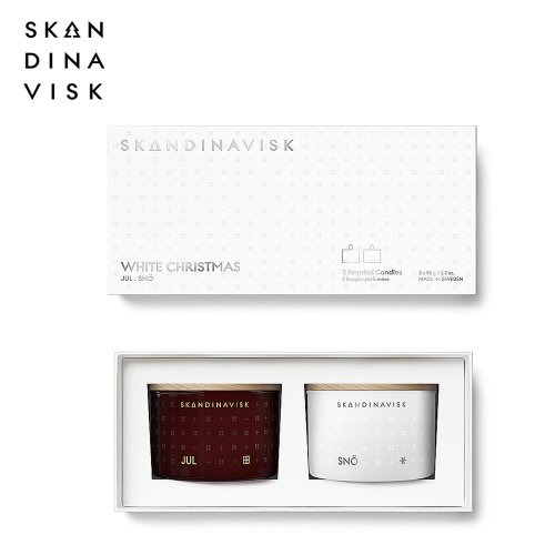 Skandinavisk 丹麥香氛 Skandinavisk ∣ 聖誕限定款香氛蠟燭 銀白聖誕禮盒(2入組)