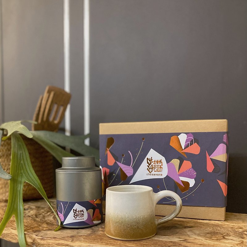 Youran Pottery Cup & Assam Black Tea-Taiwanese artist hand-drawn limited edition pottery cup tea Mid-Autumn Festival gift box - Mugs - Pottery Orange