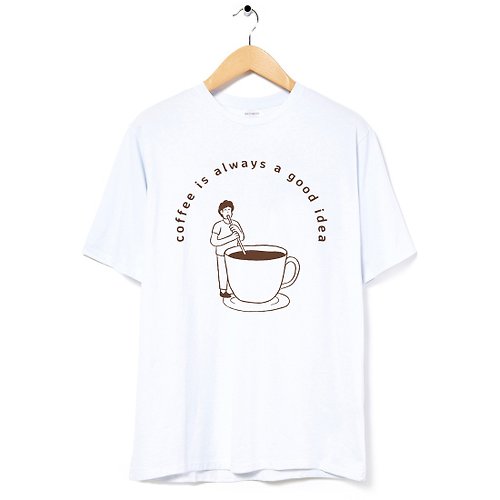 hipster coffee good idea 中性短袖T恤 白色 交換禮物快速出貨咖啡瘋設祭