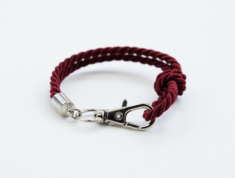 Silver clip bracelet in crimson color - 手鍊/手鐲 - 其他材質 紅色
