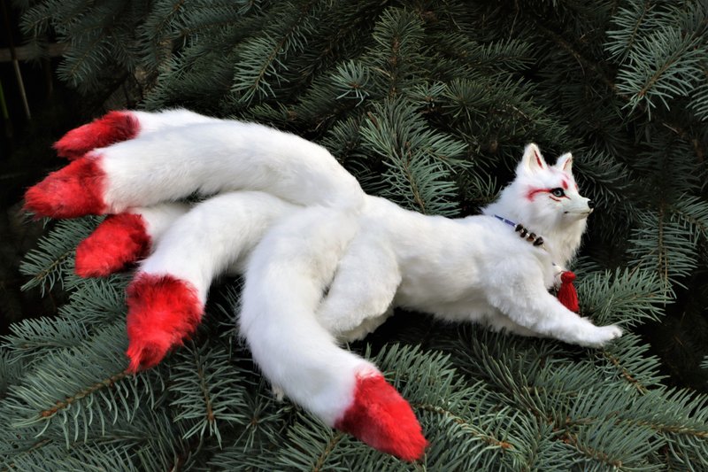 Kitsune FOX 5 tails BJD art doll poseable made-to-order - 公仔/玩偶 - 環保材質 白色