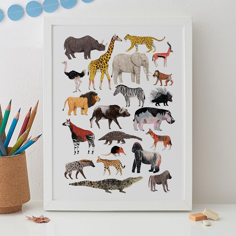 アフリカの動物のプリント - ポスター・絵 - 紙 多色