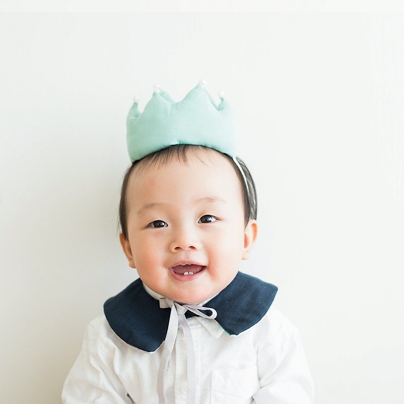 Kazokutte 生日系列布皇冠 / 薄荷 - 嬰兒帽/髮帶 - 棉．麻 