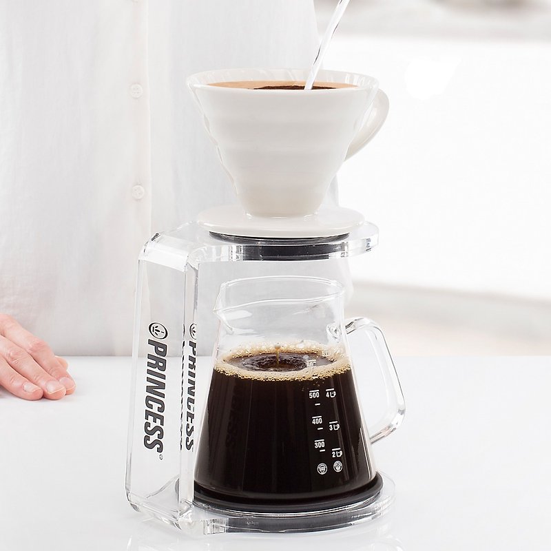 荷蘭PRINCESS 手沖咖啡組 (濾杯+手沖架+咖啡壺) - 咖啡壺/咖啡器具 - 瓷 白色