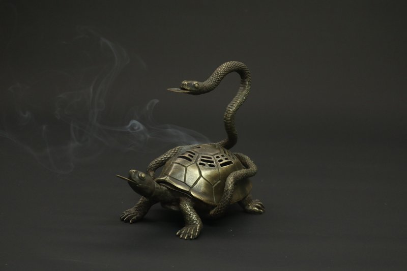 釩墉傳藝  【天之四靈-玄武/龜蛇】 香爐/風水擺件 - 擺飾/家飾品 - 銅/黃銅 