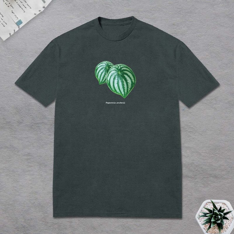 植物 西瓜皮椒草 T恤 觀葉植物 - 男 T 恤 - 棉．麻 多色