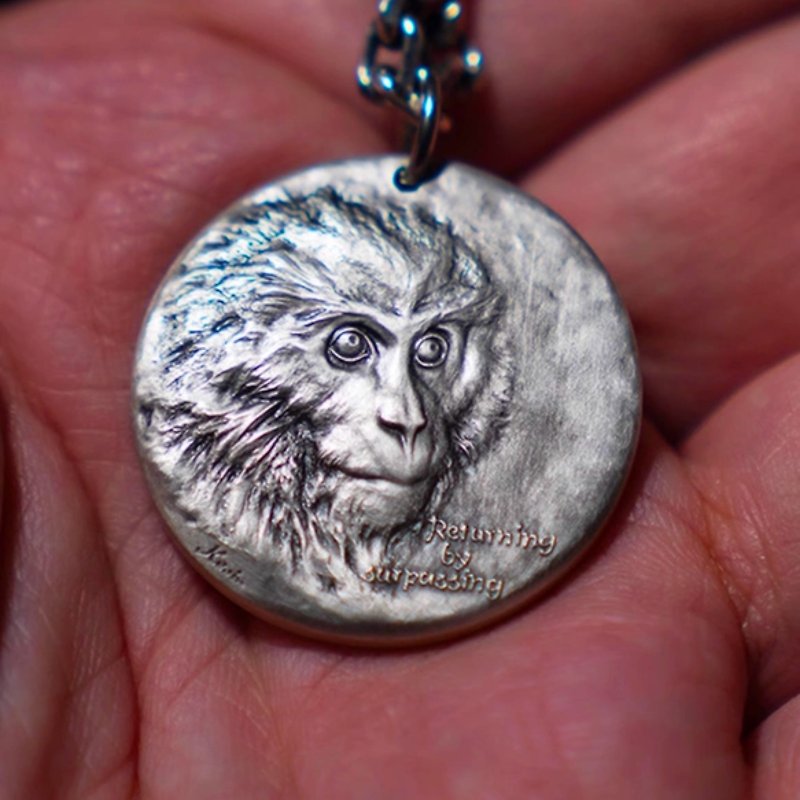 Zodiac, sterling silver necklace, commemorative coin, pendant, carving, gift, - Necklaces - Sterling Silver 