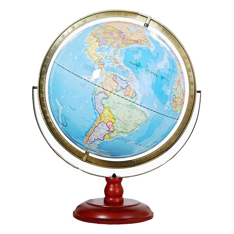 Skyglobe 17-inch super-large administrative map double-ring relief globe - Items for Display - Plastic Blue