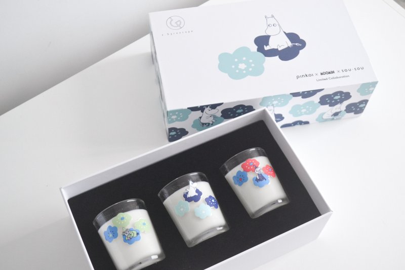 【Pinkoi x Moomin x SOU・SOU】mini mini scented candle gift box set of 3 | Limited time - เทียน/เชิงเทียน - แก้ว หลากหลายสี