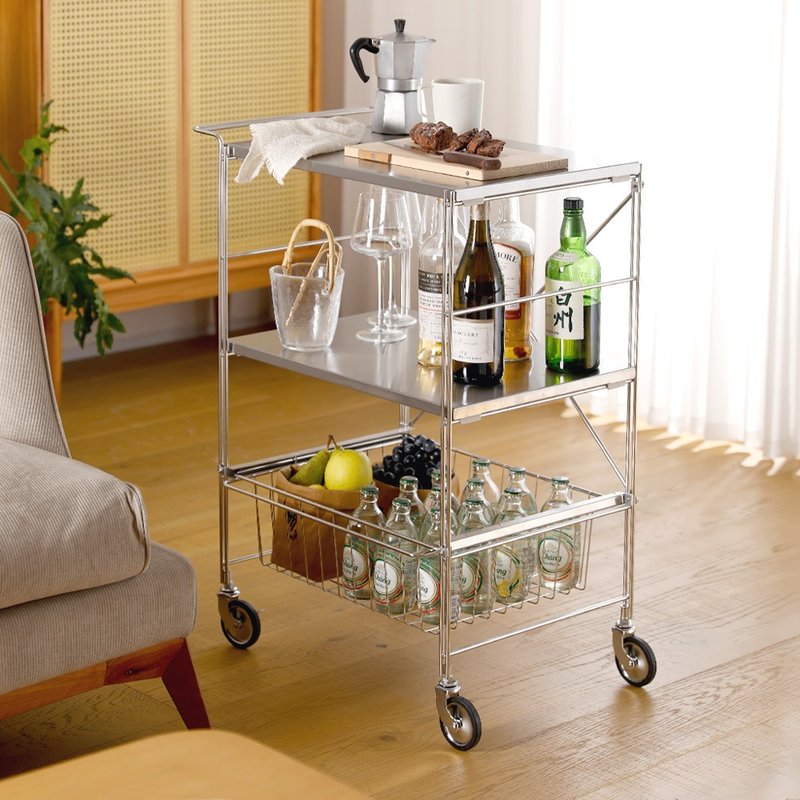 Japan Shuangshan multi-functional Stainless Steel three-layer storage trolley-DIY-multiple options to choose from - Shelves & Baskets - Stainless Steel Silver