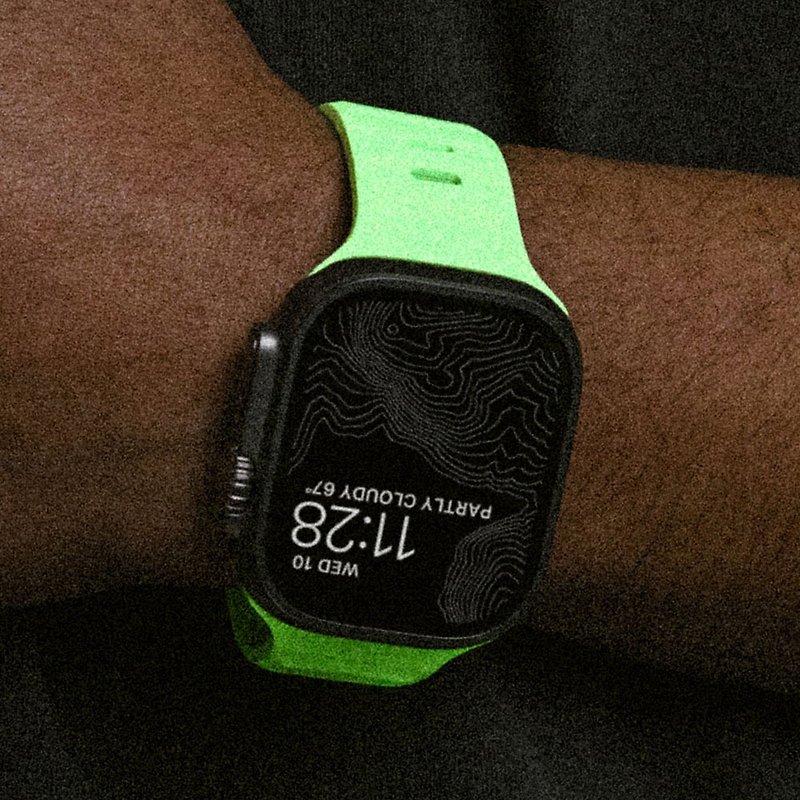 [US NOMAD] Sports style FKM rubber strap for Apple Watch-49/45/44/42mm - Watchbands - Rubber Green