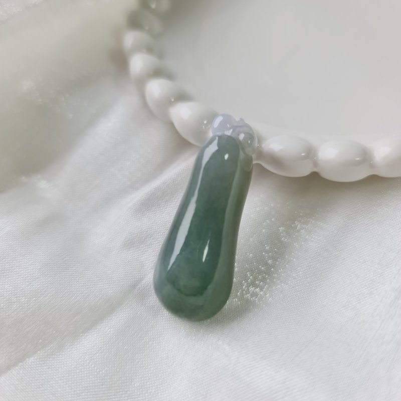 冰晴水福氣滿盈福瓜 | 天然緬甸玉A貨翡翠 - 項鍊 - 玉石 