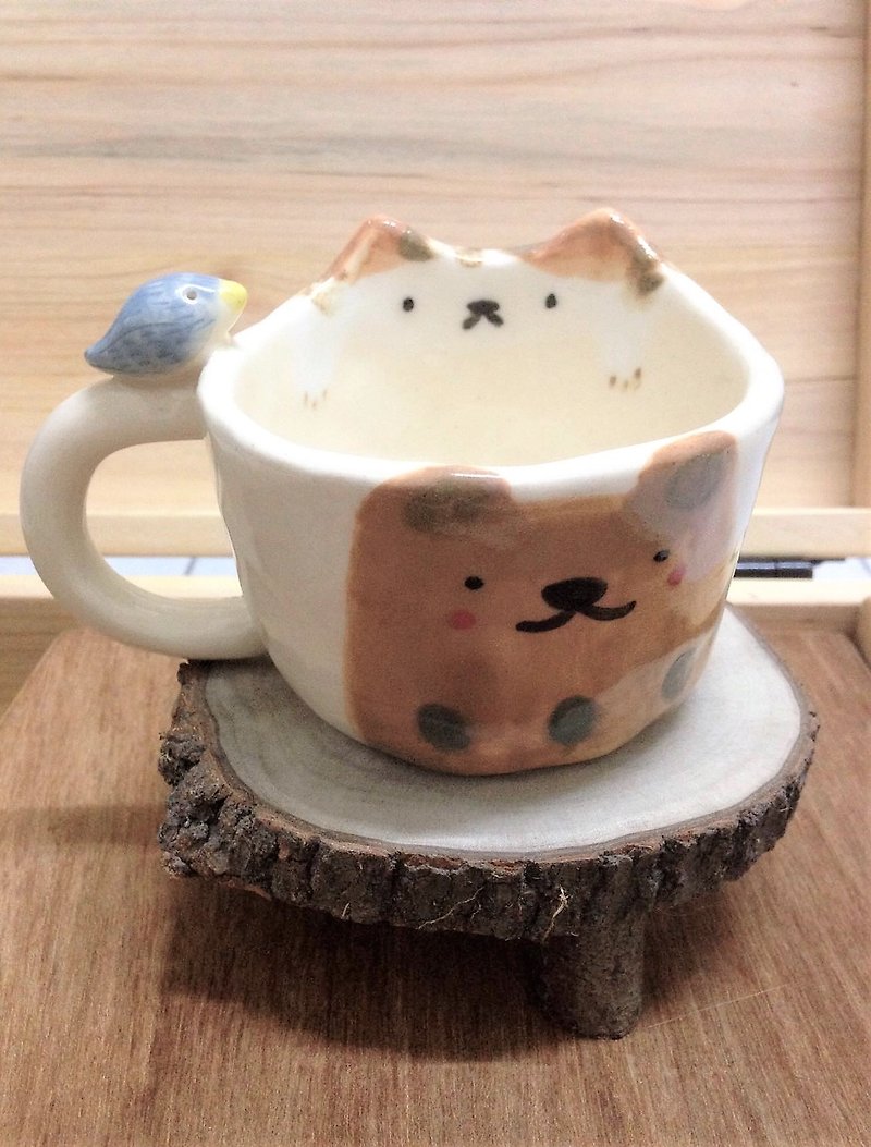 Kitten big bear good friend mug - แก้วมัค/แก้วกาแฟ - เครื่องลายคราม หลากหลายสี