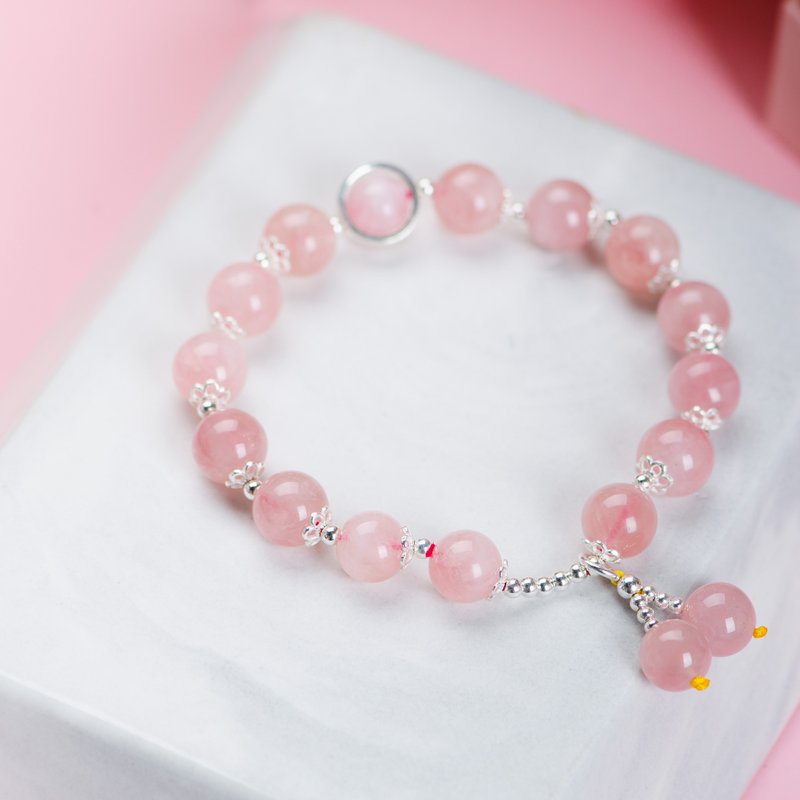 Rose Quartz Bracelet, 925 Sterling Silver Natural Gemstone Crystal Bracelet - Bracelets - Gemstone Pink