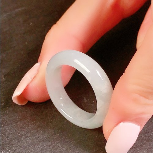 瓔珞珠寶盒 E.L.Jewelry Box 【求‧緣】白翡翡翠戒指戒圈 | 國際16圍 | 天然緬甸玉A貨翡翠