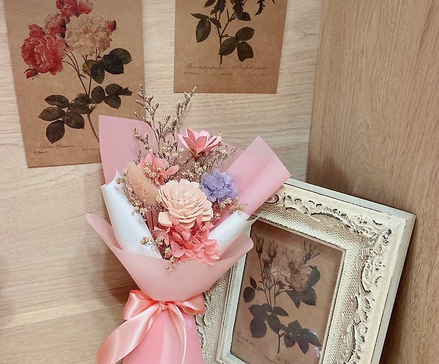 桜ピンク小さなかわいい花束ドライフラワー不滅の花母の日誕生日プレゼント韓国の花束 ショップ 長い花畑 ドライフラワー ブーケ Pinkoi