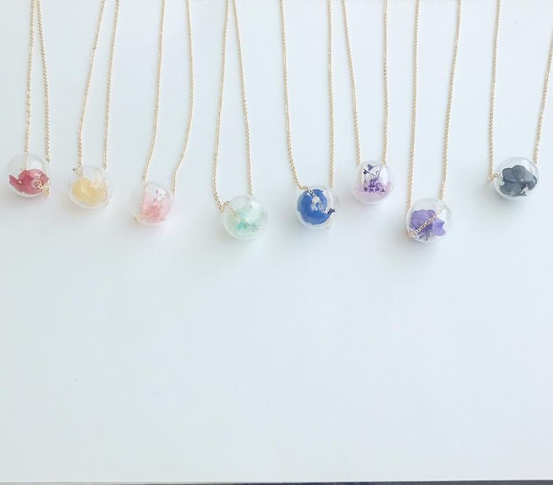 Goody Bag Set of 8 preserved flower necklaces glass ball  - สร้อยติดคอ - แก้ว หลากหลายสี