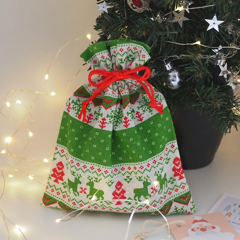 LUFstyle Christmas Gift Bag Small Storage Essentials - Christmas Green - กระเป๋าเครื่องสำอาง - ผ้าฝ้าย/ผ้าลินิน 