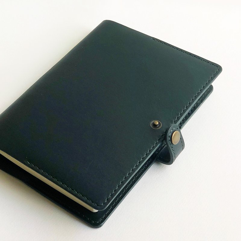 Logbook B6 Notebook Leather Book Cover/Pocket Book/-British Racing Green/Navy Blue - Notebooks & Journals - Genuine Leather Blue