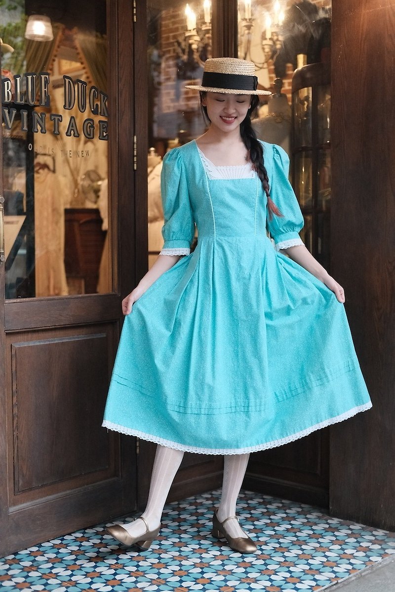 vintage dress巴伐利亞傳統dirndl碎花花邊連衣裙古著 - 連身裙 - 棉．麻 
