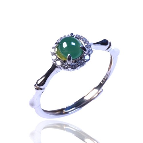 瓔珞珠寶盒 E.L.Jewelry Box 冰綠翡翠蛋面戒指 925純銀鑲嵌 | 天然緬甸玉A貨翡翠 | 送禮