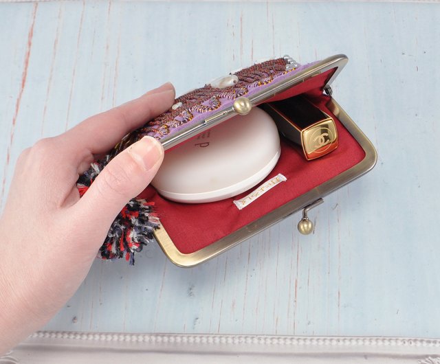 四角い口金のがま口 souvenir 3 - ショップ 月によろしく ポーチ
