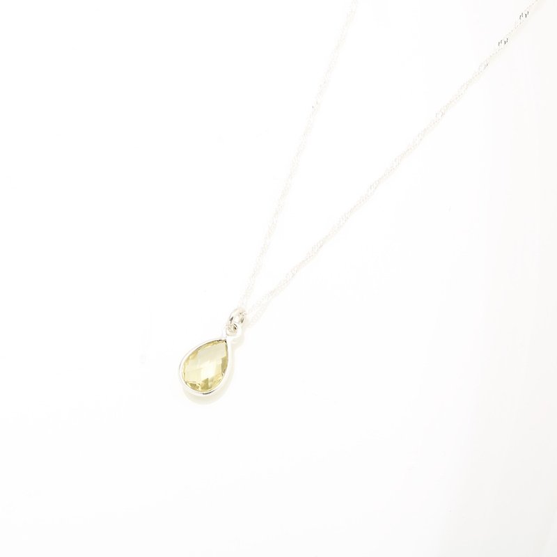 Lemon Quartz Raindrop s925 sterling silver necklace Valentine's day gift - Collar Necklaces - Crystal Yellow