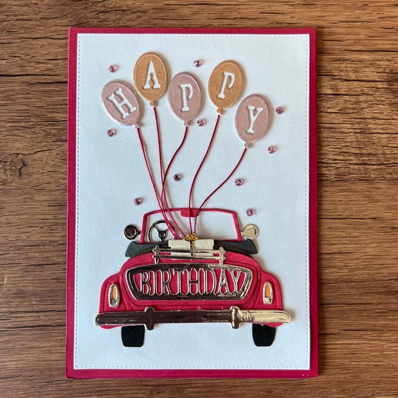 BIRTHDAY red car balloons Birthday Card - Cards & Postcards - Paper Red