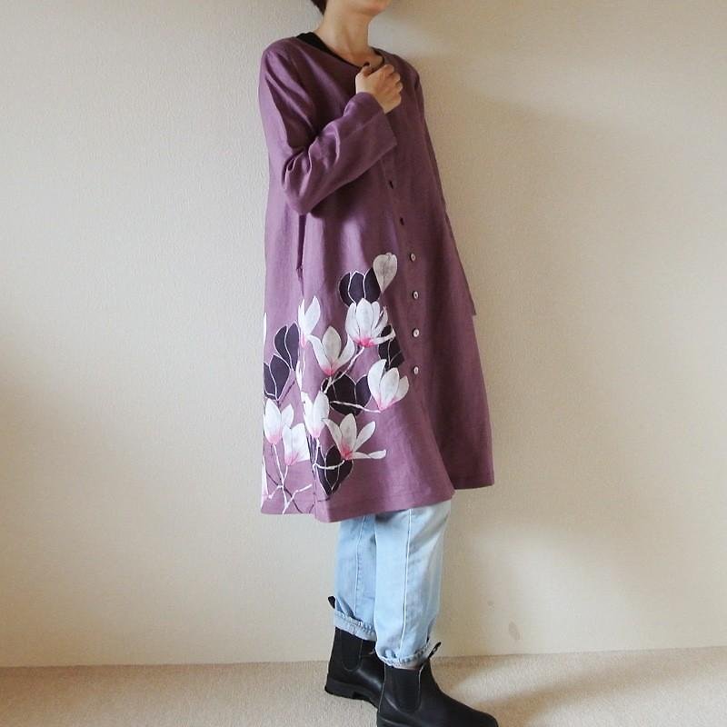 Linen · Court One Piece Dress <Kuren> - เสื้อแจ็คเก็ต - ผ้าฝ้าย/ผ้าลินิน 