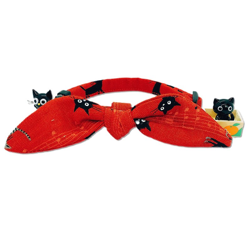 MaoFenBiBi Black Cat Tour Hokkaido Series - Handmade Hepburn Scarf & Hand Collar - ปลอกคอ - ผ้าฝ้าย/ผ้าลินิน 