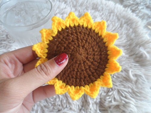 Kumpoo.shoes Coaster Sunflower Crochet