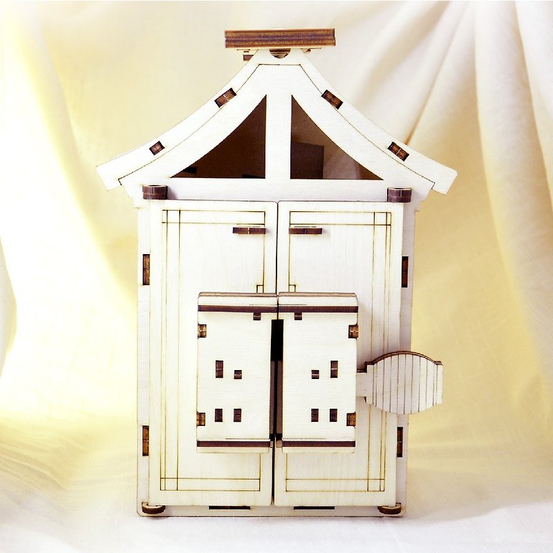 [Interesting ancient lock] Wooden house sorting money box | Change sorting and self-painted STEAM teaching aids - งานไม้/ไม้ไผ่/ตัดกระดาษ - ไม้ สีนำ้ตาล