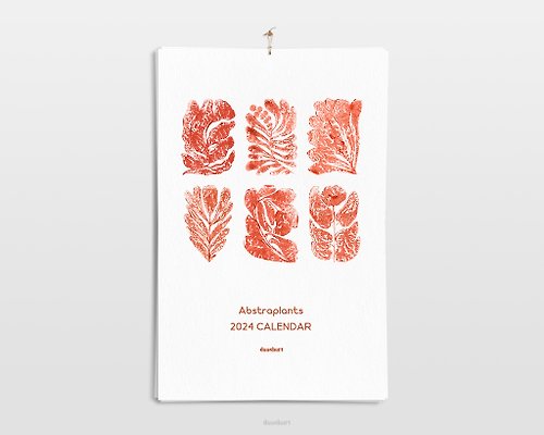 daashart Modern printable wall calendar 2024 Abstract terracotta flowers and plants 11x17