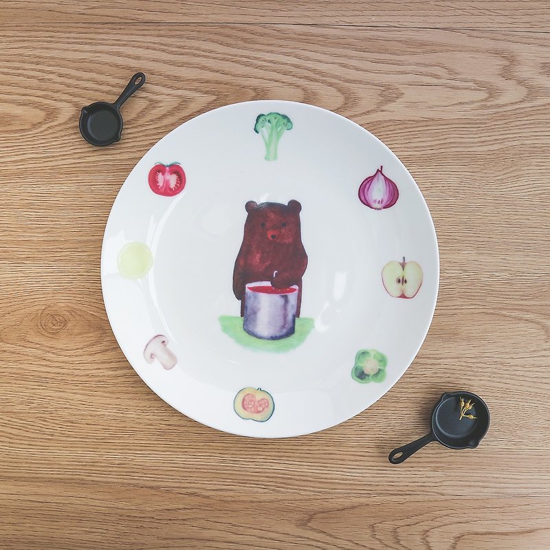 廚師小熊8吋骨瓷盤 - 盤子/餐盤 - 瓷 