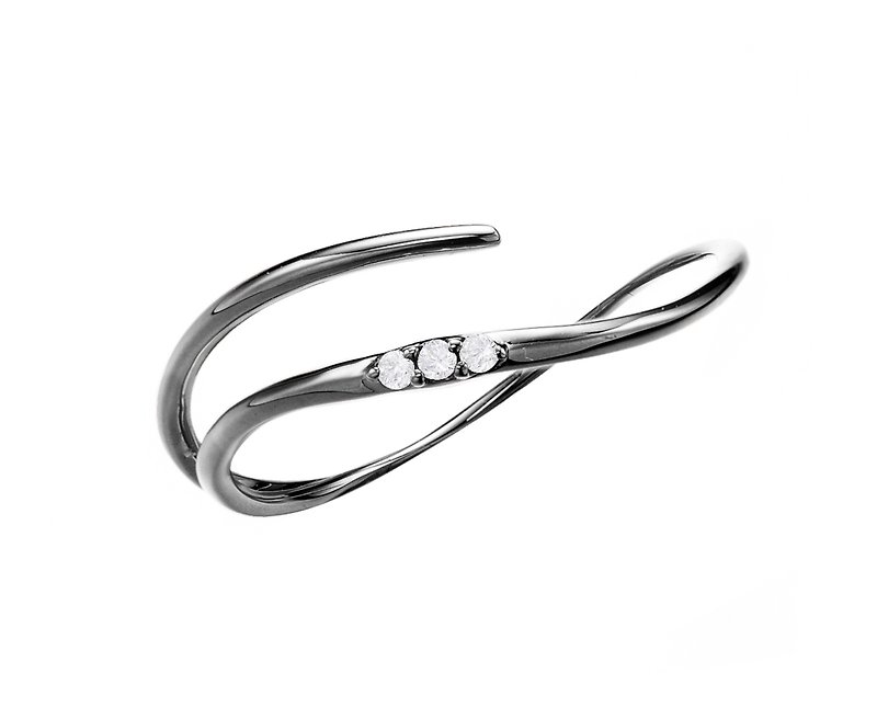 Simple Engagement Ring, Small Engagement Diamond Ring, Minimalist Diamond Ring - แหวนคู่ - เพชร สีดำ