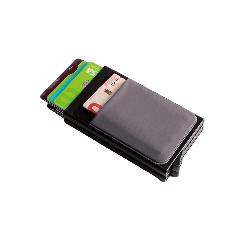 鋁合金 錢包 黑色 - RFID 鋁合金防盜雙層信用卡套