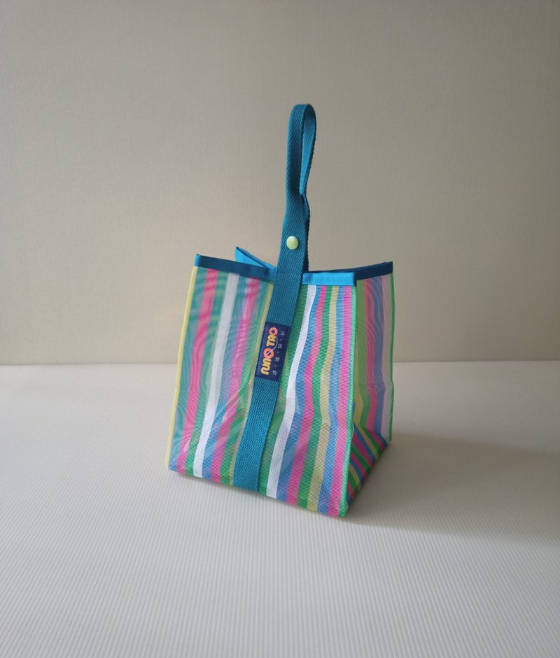 Order customization_Azure blue ribbon_Five-color ice cream_Qie Zhi Dang Dang bag - กระเป๋าถือ - พลาสติก สีน้ำเงิน