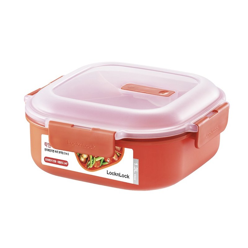 可蒸可煮PP微波專用保鮮盒/正方形/三分隔/1.3L(LMW110D) - 便當盒/食物袋 - 塑膠 