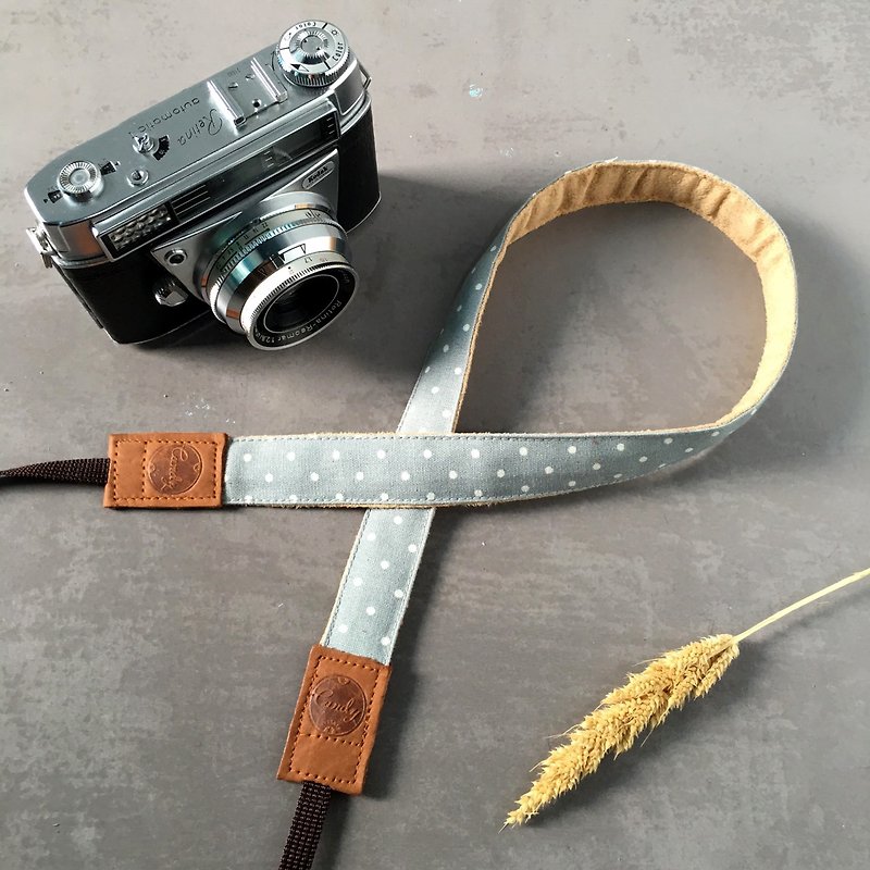 Jean Polkadot Mirrorless camera Strap - 菲林/即影即有相機 - 棉．麻 藍色