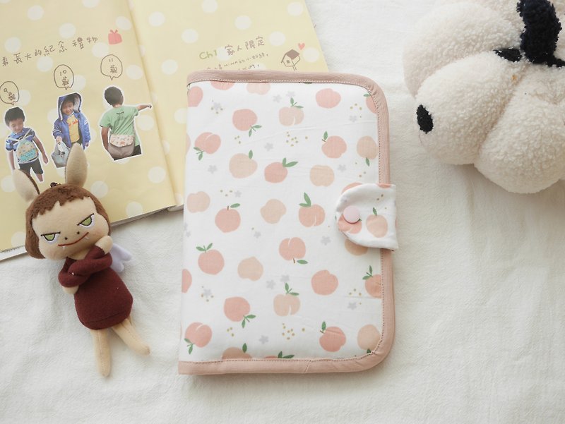 Baby manual cover, mother manual cover, book cover can hold two manuals, peach style - Other - Cotton & Hemp Pink
