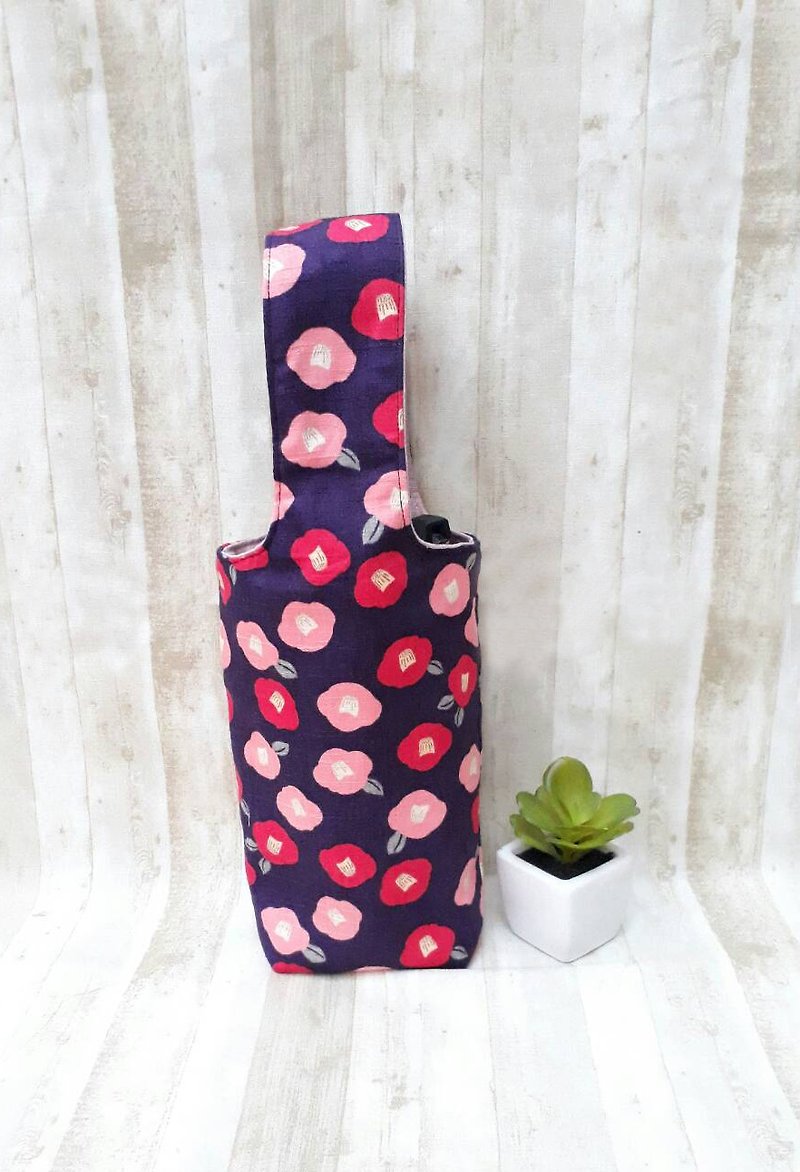 Ice Cup Cup bag texture cherry - Japan and South Korea fabric - ถุงใส่กระติกนำ้ - ผ้าฝ้าย/ผ้าลินิน สีม่วง