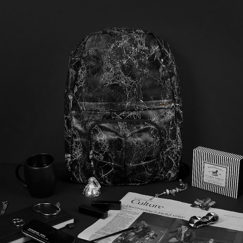 ORIBAGU Origami Bag_Black Marble Orangutan Backpack - กระเป๋าเป้สะพายหลัง - วัสดุอื่นๆ 