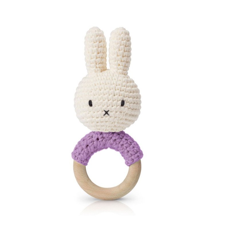 荷蘭 Just Dutch | Miffy 米飛兔 手工編織 嬰幼兒 手搖鈴 紫羅蘭 - 玩偶/公仔 - 棉．麻 紫色