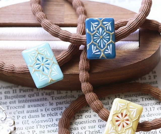 Handmade accessory Hair band Moroccan tile--vintage blue - Shop