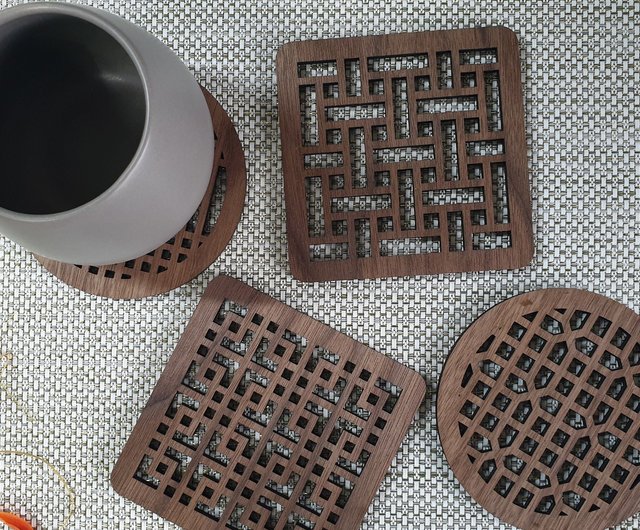 韓国の伝統模様コースター - チサル(ウォールナット) - ショップ