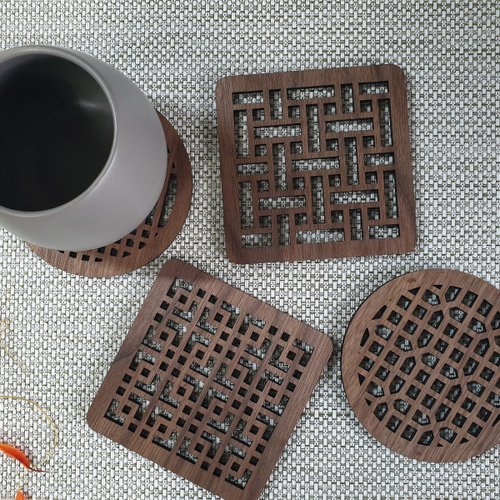 namurangte Korean traditional pattern coaster - ttisal(walnut)