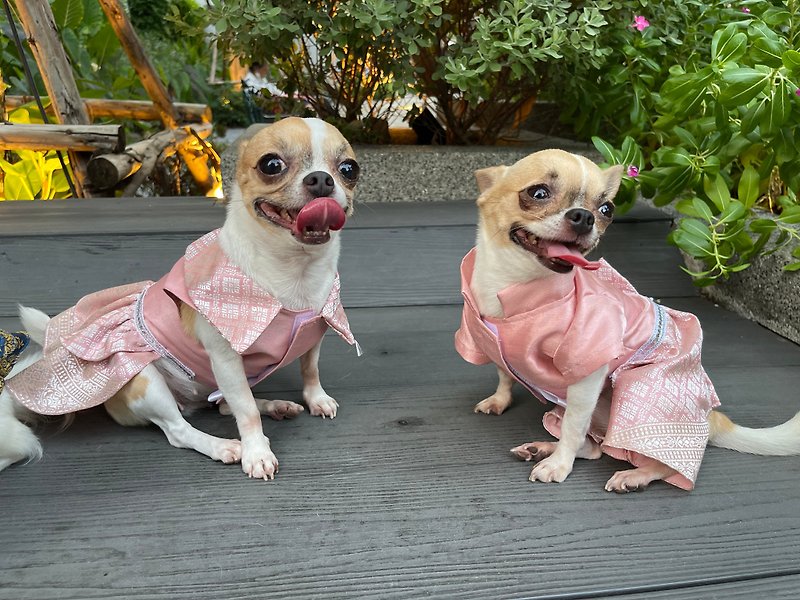 Thai pet skirt set. Pet party outfit. pet clothes - Clothing & Accessories - Silk Pink
