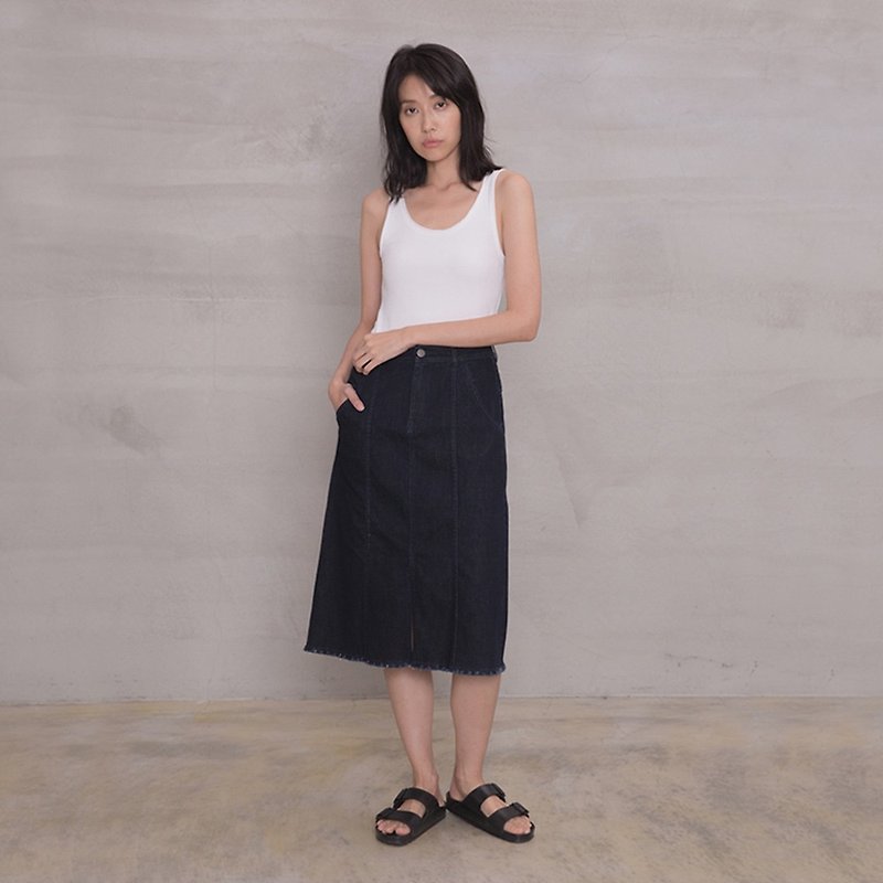 Denim A-Line Midi Skirt - Skirts - Other Man-Made Fibers Blue