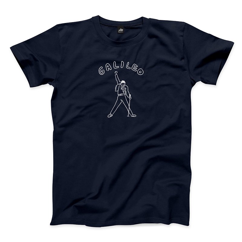 Galileo Rock Poem-Navy-Unisex T-shirt - เสื้อยืดผู้ชาย - ผ้าฝ้าย/ผ้าลินิน สีน้ำเงิน