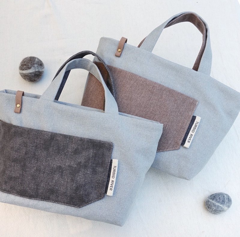 | Spring | Mini Tote | Thick pound washed canvas | - กระเป๋าถือ - ผ้าฝ้าย/ผ้าลินิน สีเทา